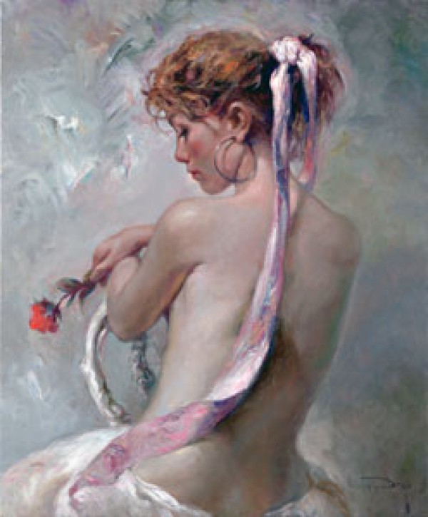 "Rosa y Nacar" Serigraph/Panel by Royo