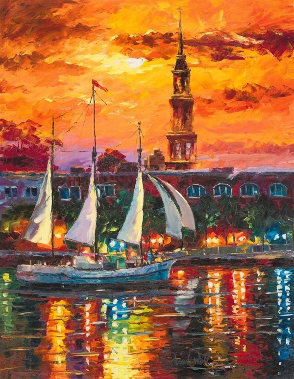 "Charleston Waterfront" Hand-Embellished Giclee on Canvas by Daniel Wall