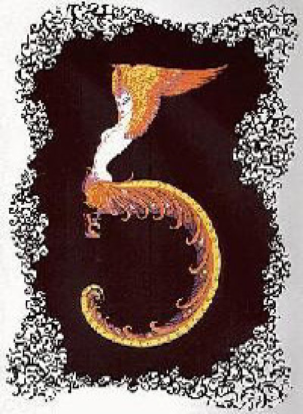 "Numeral 5" from the Numeral Suite, Signed & Numbered Limited Edition Embossed Serigraph by Erte