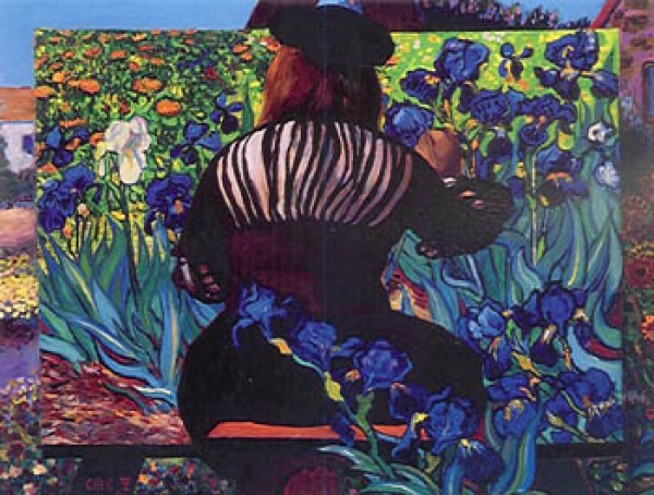 "Painting Irises" Serigraph by Dr. T. F. Chen