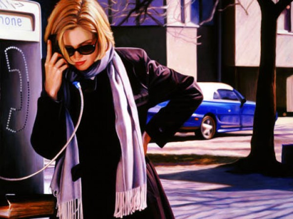 "Private Phone Call" Giclee/Canvas by Adrian Deckbar