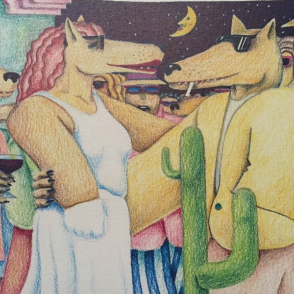 "Coyote" Lithograph by Marcus Pierson Detail