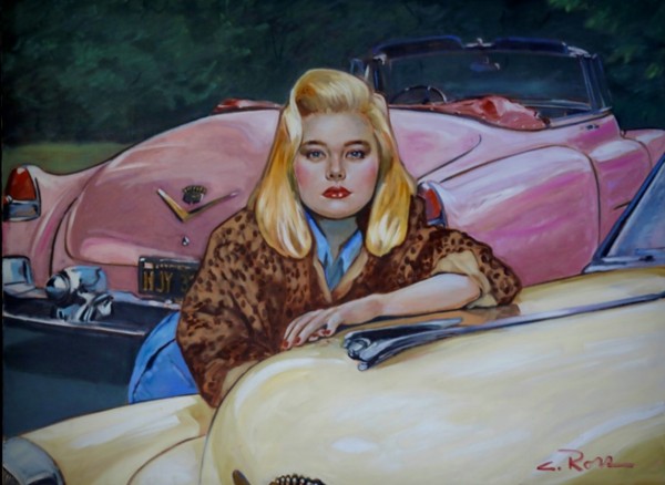 "Pink Cadillac" Original Oil on Canvas by Colleen Ross