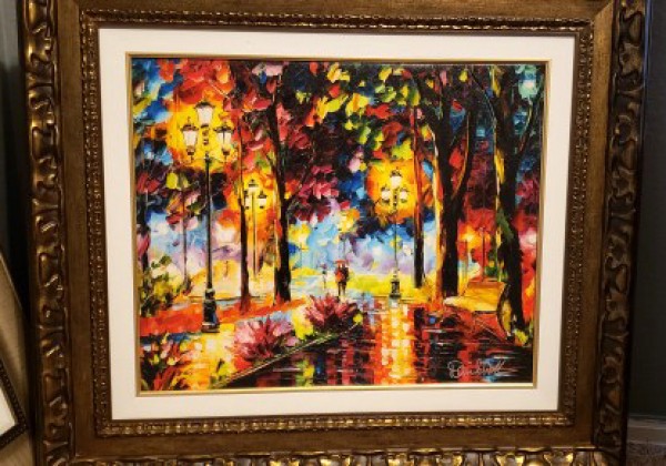 "Lovely Walker" Hand-Embellished Giclee on Canvas by Daniel Wall