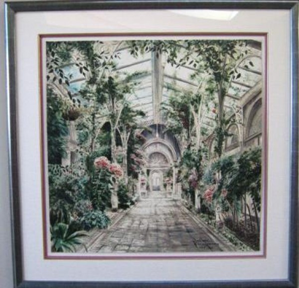 "Conservatory"  Framed Lithograph by Susan Sahall (Susan B. Hall)