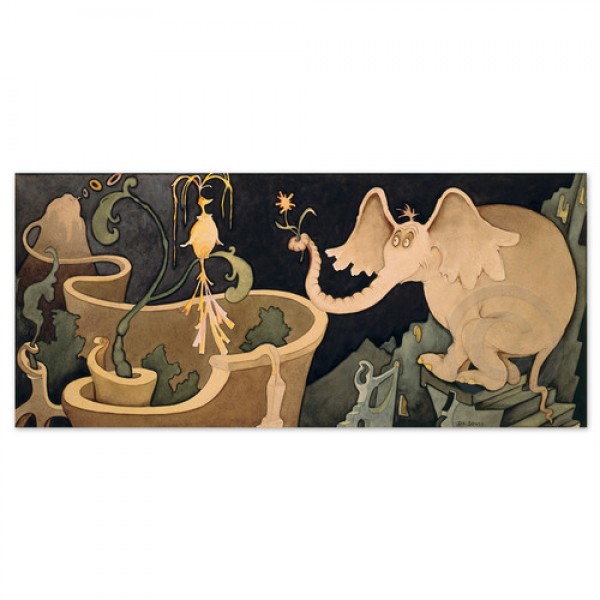 "Elephant Presenting A Flower to A Bird" Serigraph on Canvas by Dr. Seuss