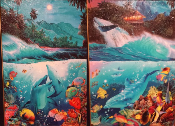 "Shangri-La" Deluxe Unique Mixed Media Diptych with 6 small diamonds by Christian Riese Lassen