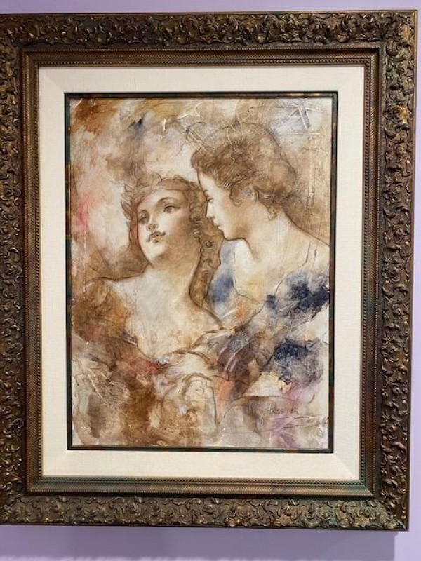 "Les Amoreaux" Original Mixed Media on Canvas by Francois Fressinier