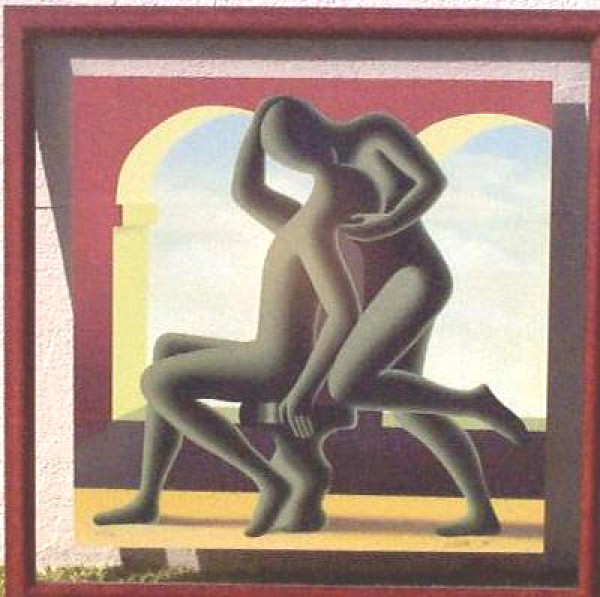 "Golden Kiss" Trial Proff, Framed Serigraph by Mark Kostabi