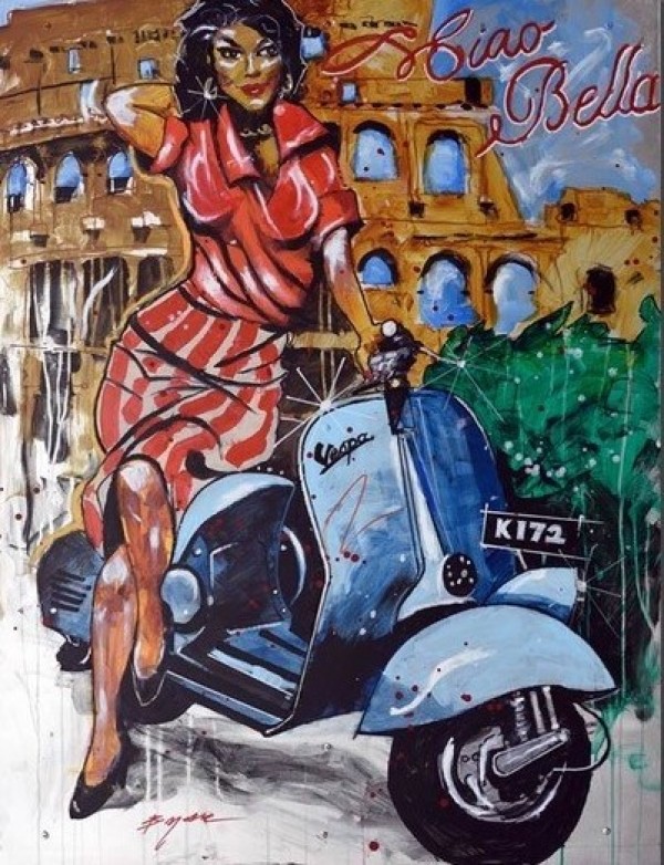 "Ciao Bella" Original Mixed Media on Aluminum by Michael Bryan