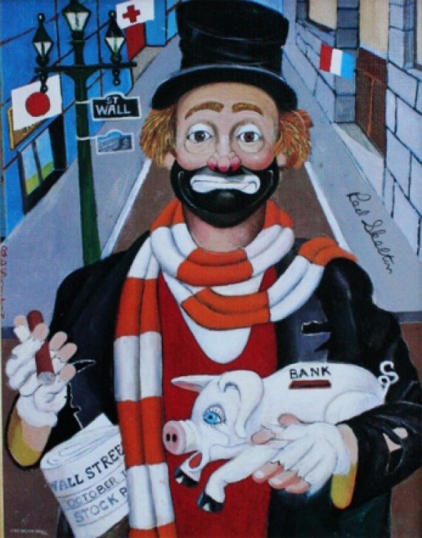 "The Banker" Serigraph/Canvas by Red Skelton