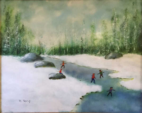 "Skating At Christmas" Original Enamel on Copper by Max Karp