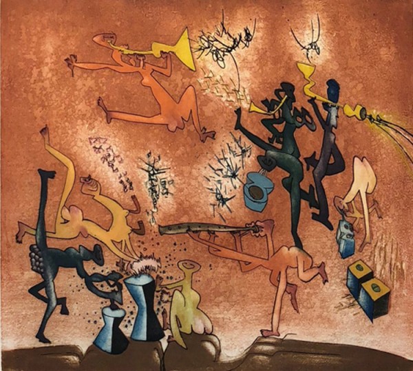 "Jazz Band" Aquatint Etching by Roberto Matta