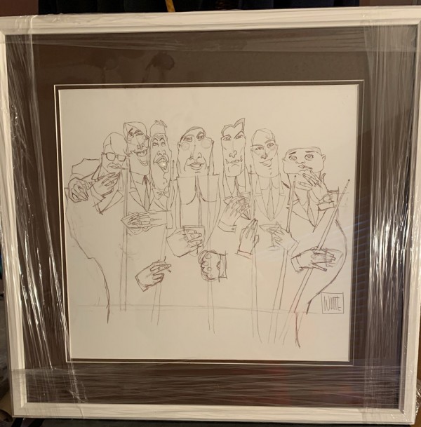 The Dinner Meeting Original Ink Drawing on paper by Todd White