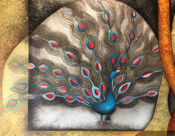 "Peacock for Sophie" "Un Paon Pour Sophie" a Lithograph on Paper by Graciela Rodo Boulanger