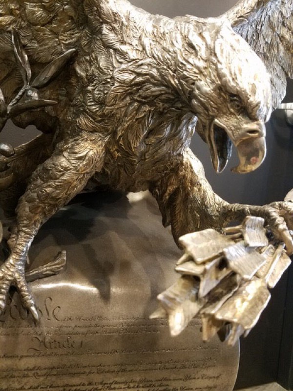 "The American Patriot" Bronze and Silver Sculpture by Lorenzo Ghiglieri