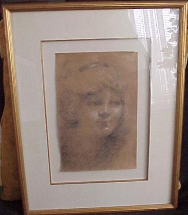 Untitled Pastel on Paper Portrait by William Henry Clapp