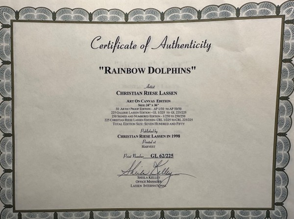 "Rainbow Dolphins"  Iris Print on Canvas by Christian Riese Lassen