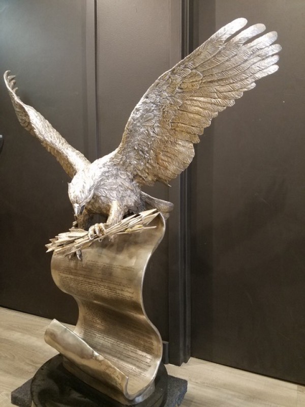 "The American Patriot" Bronze and Silver Sculpture by Lorenzo Ghiglieri