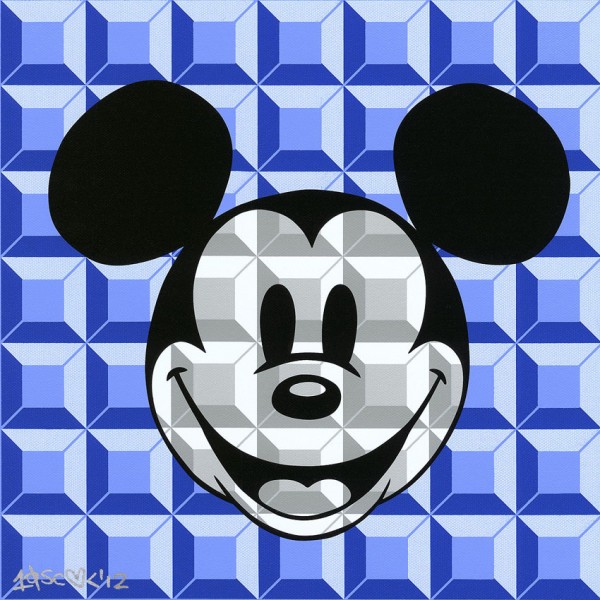 "8 Bit Block, Mickey in Blue" Giclee/Canvas by Tennessee Loveless