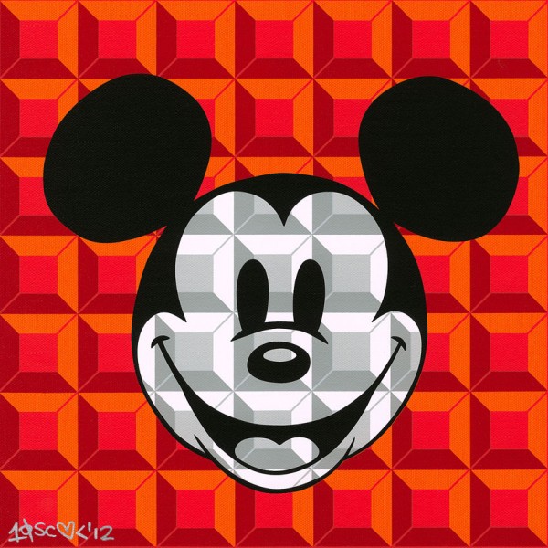 "8 Bit Block, Mickey in Red" Giclee/Canvas by Tennessee Loveless