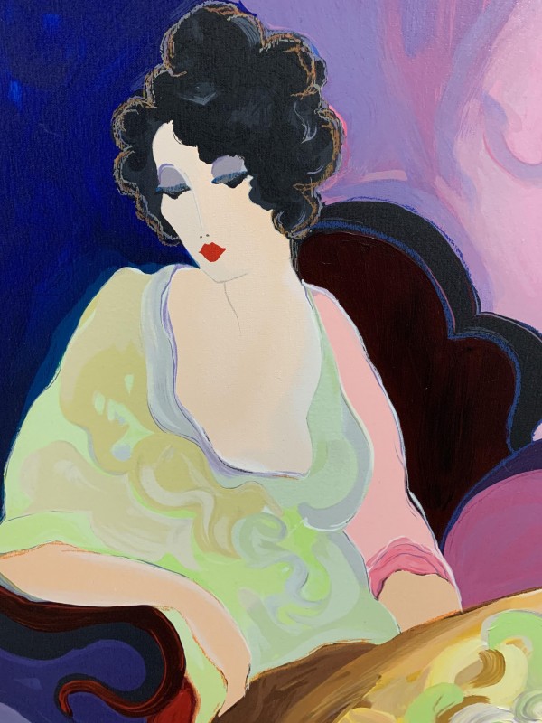 "Lady in Yellow" Serigraph on Canvas by Itzchak Tarkay