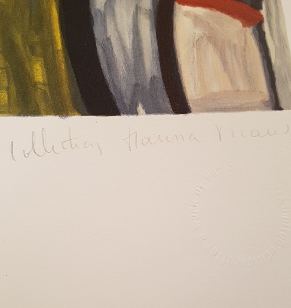 "Portrait de Femme au Chapeau et &agrave; la Robe Vert Jaune" (Portrait of a Woman with a Hat and a Green Yellow Dress)