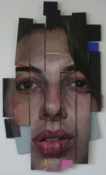 "Landed Goddess – F" Oil on wood panel, High gloss finish/varnish, Acrylic by Yury Darashkevich