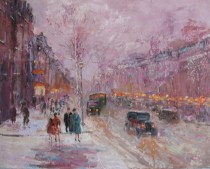 On The Boulevard 1930 An original acrylic on canvas by Slobodan Paunovic
