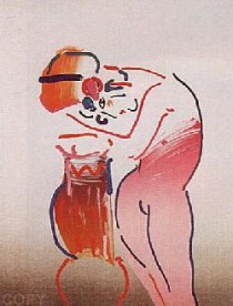 "Nude and Vase" Lithograph by Peter Max from the Ladies of the 80's Suite