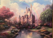 “A New Day at the Cinderella Castle” Hand Highlighted Canvas print by Thomas Kincade