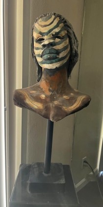 Warrior Hand-Painted Clay Sculpture by Woodrow Nash