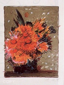 "Flowers In Brown" Lithograph by Peter Max