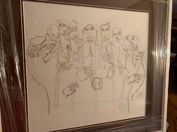 The Dinner Meeting Original Ink Drawing on paper by Todd White