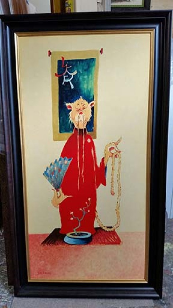 "Wisdom Of The Orient Cat" Serigraph on Canvas by Dr. Seuss