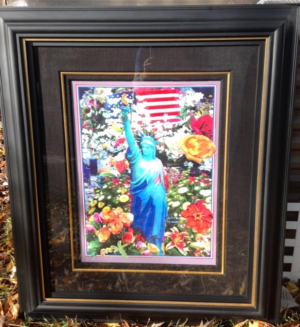 "Land of the Free, Home of the Brave II" Framed Unique Mixed-Media Acrylic on Lithograph by Peter Max