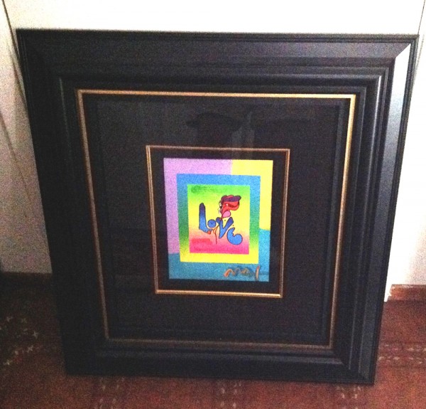 "Love on Blends" Framed Original Mixed Media Unique by Peter Max
