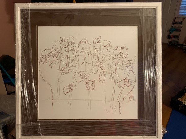 "The Dinner Meeting" Original Ink Drawing on Paper by Todd White