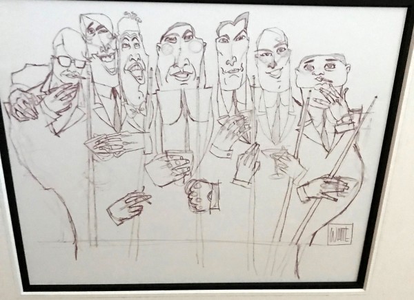 The Dinner Meeting Original Ink Drawing on paper by Todd White