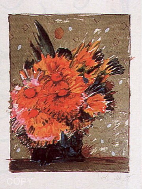 "Flowers In Brown" Lithograph by Peter Max