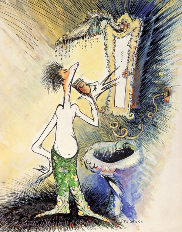 "Self-Portrait of a Young Man Shaving" Serigraph on Canvas by Dr. Seuss