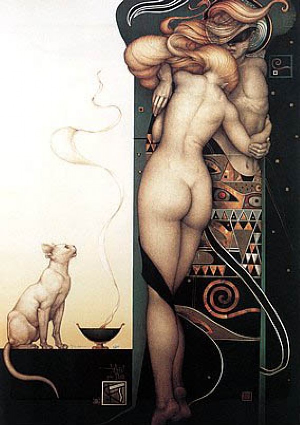 "Night and Day" Hand-Pulled Stone Lithograph by Michael Parkes